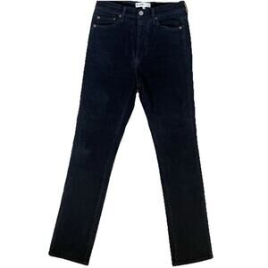 Re Done Women Size 26 High Rise Black Corduroy Straight Leg